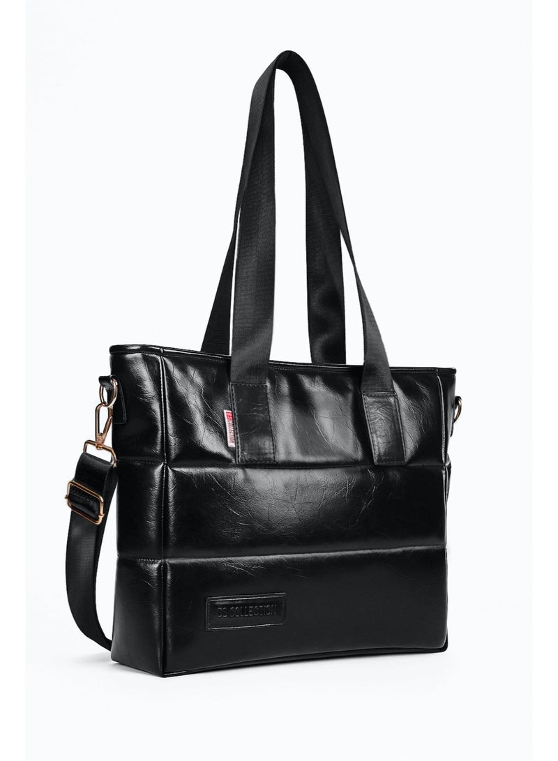 بي.أس كولكشن شنطة توت باج للبنات من الجلد المبطن Leather Soft B.S bag متعددة الإستخدامات من Black -B.S COLLECTION - Image 2