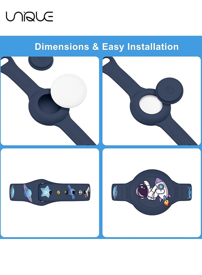 يونيك سوار AirTag للأطفال - مقاوم للماء حامل بطاقة هوائية كرتونية لطيف للأطفال مع تغطية كاملة من السيليكون الناعم ملحقات سوار معصمه Airtag المخفي المضاد للضياع للأطفال (أزرق غامق) - Image 5