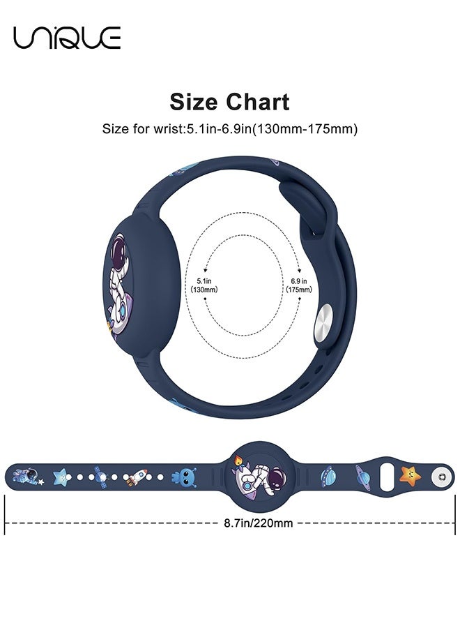 يونيك سوار AirTag للأطفال - مقاوم للماء حامل بطاقة هوائية كرتونية لطيف للأطفال مع تغطية كاملة من السيليكون الناعم ملحقات سوار معصمه Airtag المخفي المضاد للضياع للأطفال (أزرق غامق) - Image 2