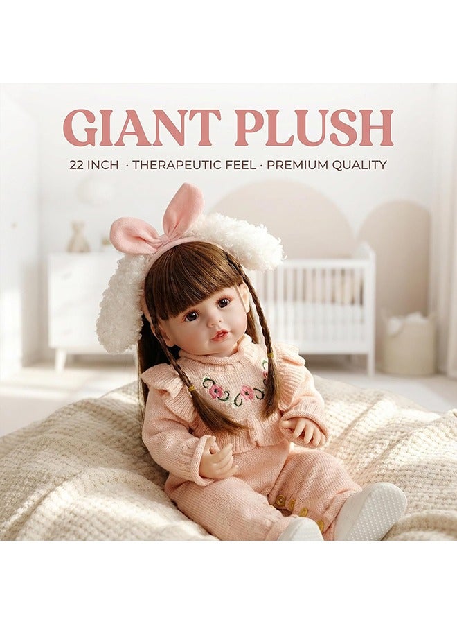 Beauenty Reborn 22 inch Realistic Newborn Doll  a Realistic Soft Silicone Doll Suitable For Girls Equipped With Pacifiers And Doll clothes Diapers suitable For Children over 3 years old - Image 4