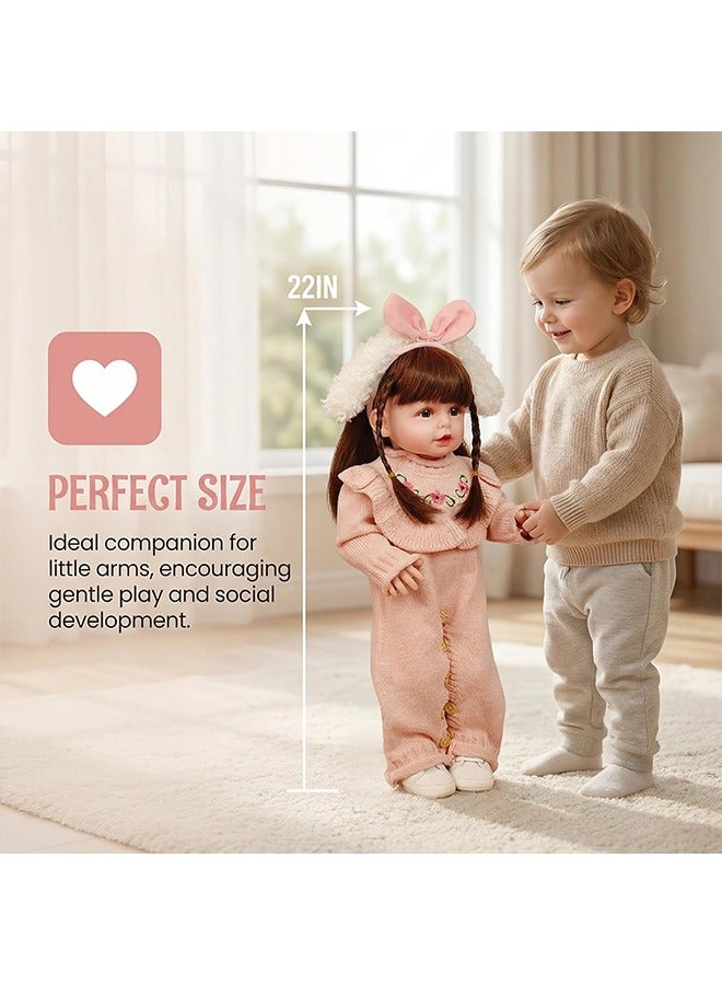 Beauenty Reborn 22 inch Realistic Newborn Doll  a Realistic Soft Silicone Doll Suitable For Girls Equipped With Pacifiers And Doll clothes Diapers suitable For Children over 3 years old - Image 2
