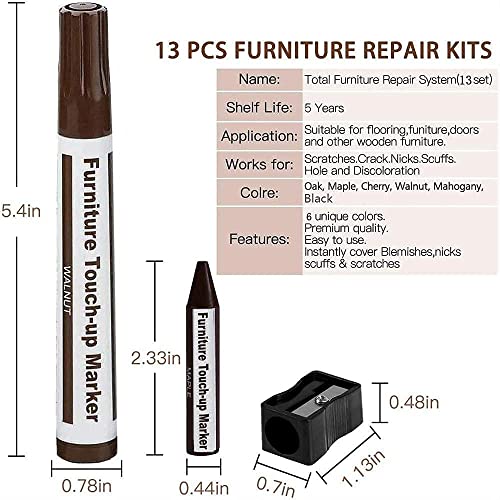 KRySt Furniture Touch-Up Marker | Colour Wood Repair Markers for Scratch Removal on Wooden Furniture, Floor, Table, Cabinet & Door | Quick Dry Surface (Set of 13) - Image 2