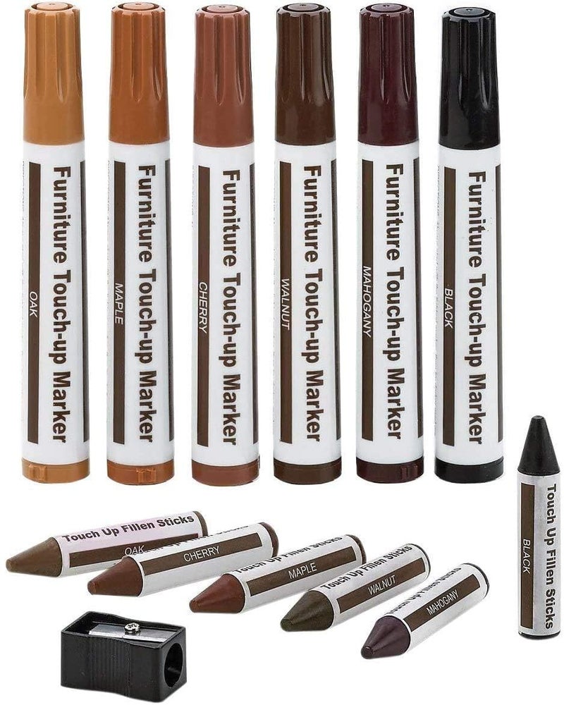 KRySt Furniture Touch-Up Marker | Colour Wood Repair Markers for Scratch Removal on Wooden Furniture, Floor, Table, Cabinet & Door | Quick Dry Surface (Set of 13) - Image 1