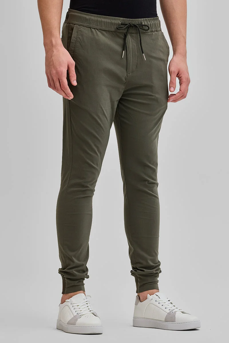 سنيتش Olive Solid Regular Fit Casual Track Pants