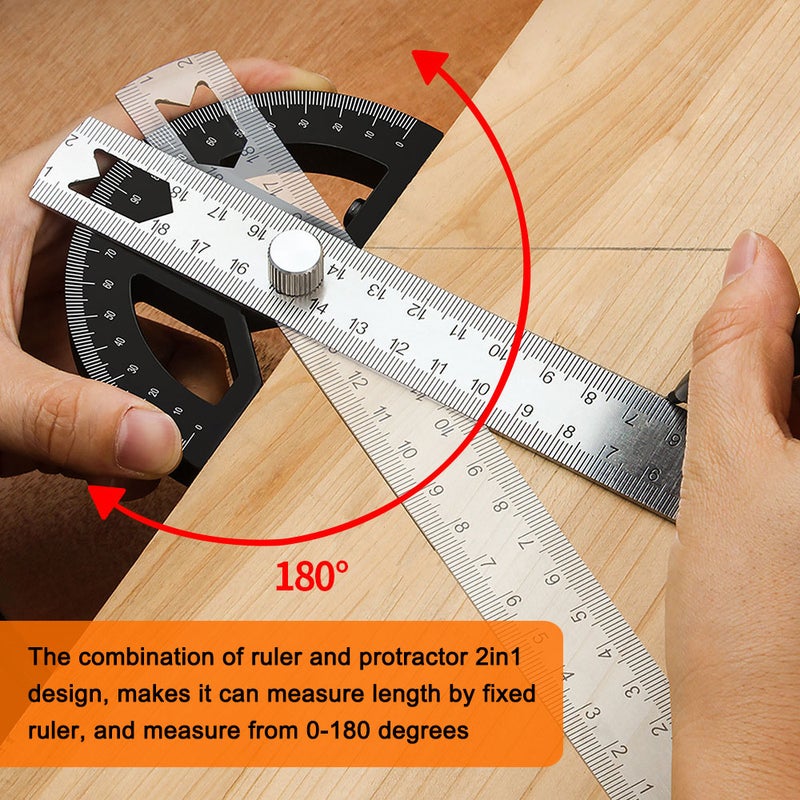 2in1 Multifunctional Magnetic Straight and Angle Measuring Ruler Woodworking Scribe Ruler Woodworking Ruler Detachable Angle Gauge Double Scales Combination Ruler with Mortise and Tenon Function - Image 4