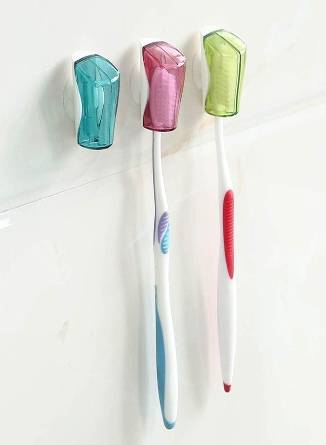 Jizlan 3Pcs Toothbrush Holder Travel Toothbrush Head Covers with Suction CupBathroom Wall Mount Suction Cup Rack Cap Cover for Bathroom Portable Suction Cup Toothbrush Holder （Multicolor ） - Image 2