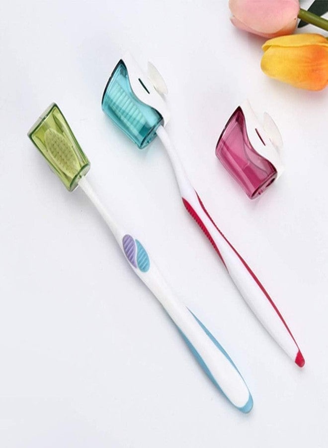 Jizlan 3Pcs Toothbrush Holder Travel Toothbrush Head Covers with Suction CupBathroom Wall Mount Suction Cup Rack Cap Cover for Bathroom Portable Suction Cup Toothbrush Holder （Multicolor ） - Image 3