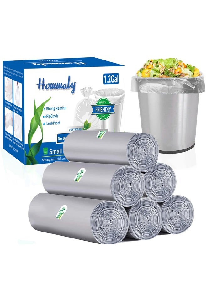 HOMMALY 1.2 gallon trash can liners,300Counts,Small Grey Garbage Bags,Extra Strong 1.2 Gal Trash Bag,Fit 4.5-6 liters trash Bin Liners for Home Office Bathroom,300(Grey) - Image 1