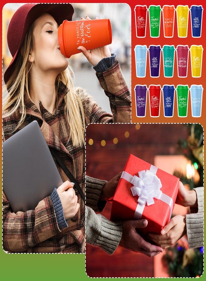 Pickmesh 15 Pcs Employee Appreciation Gifts Bulk Cna Week 16 oz Plastic Tumblers with Lids Graduation Teacher Appreciation Gifts Reusable Coffee Cups for Staff Volunteer Coworker Team (Bright Color) - Image 5