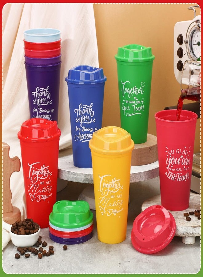 Pickmesh 15 Pcs Employee Appreciation Gifts Bulk Cna Week 16 oz Plastic Tumblers with Lids Graduation Teacher Appreciation Gifts Reusable Coffee Cups for Staff Volunteer Coworker Team (Bright Color) - Image 3