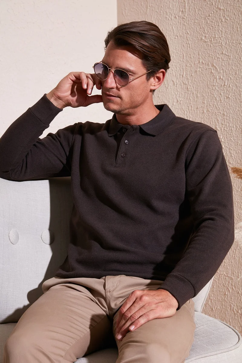 Buratti Cotton Blend Regular Fit Polo Neck Sweater Men's Sweater 456223