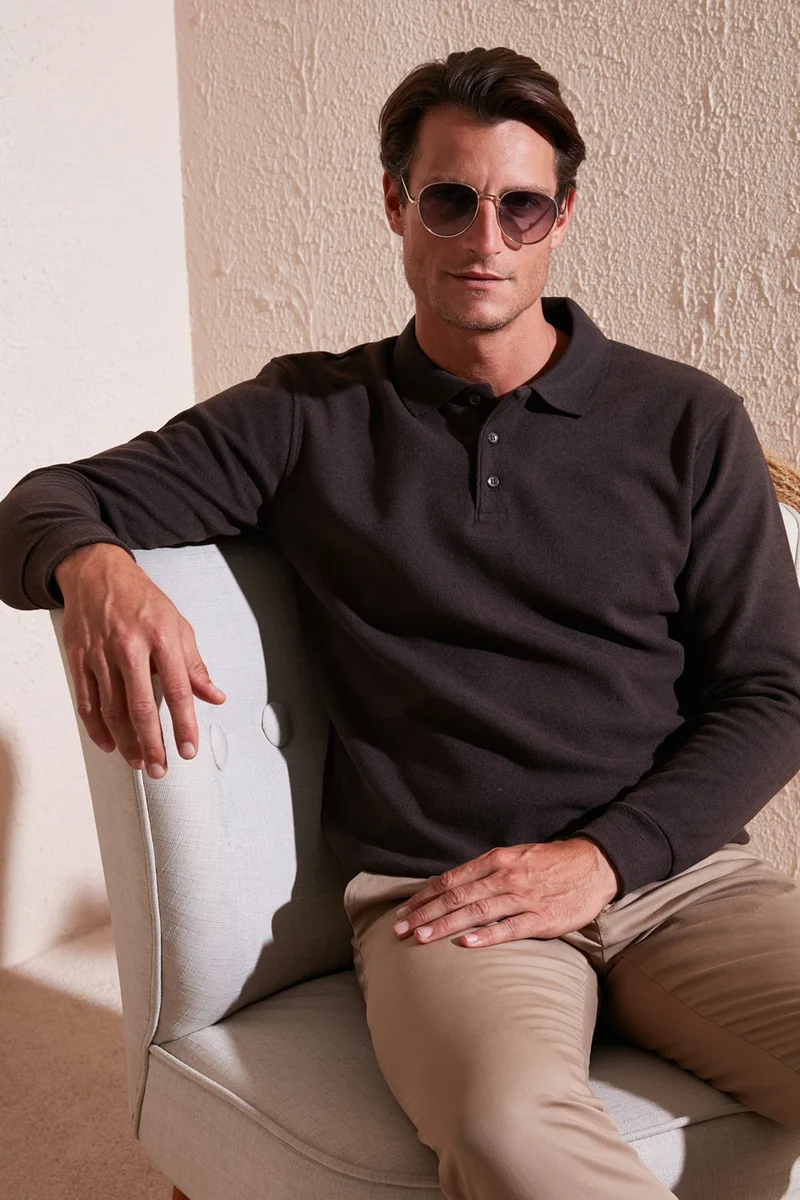 Buratti Cotton Blend Regular Fit Polo Neck Sweater Men's Sweater 456223