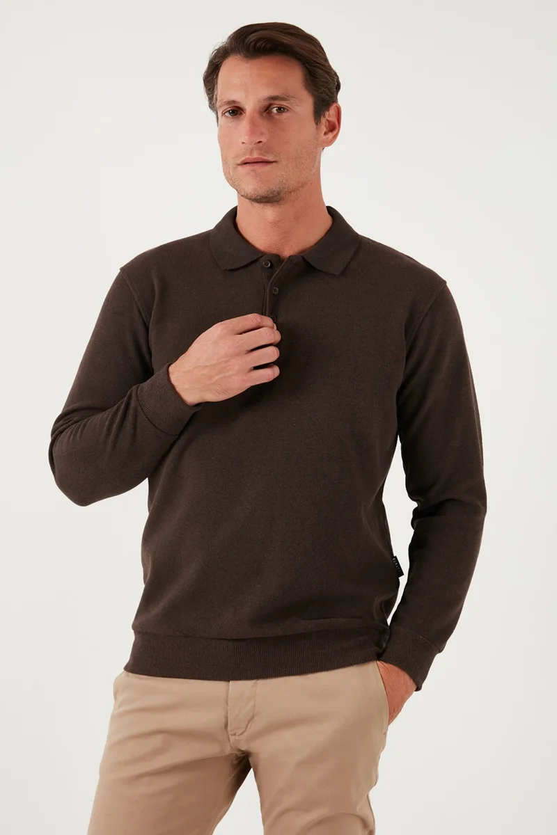 Buratti Cotton Blend Regular Fit Polo Neck Sweater Men's Sweater 456223