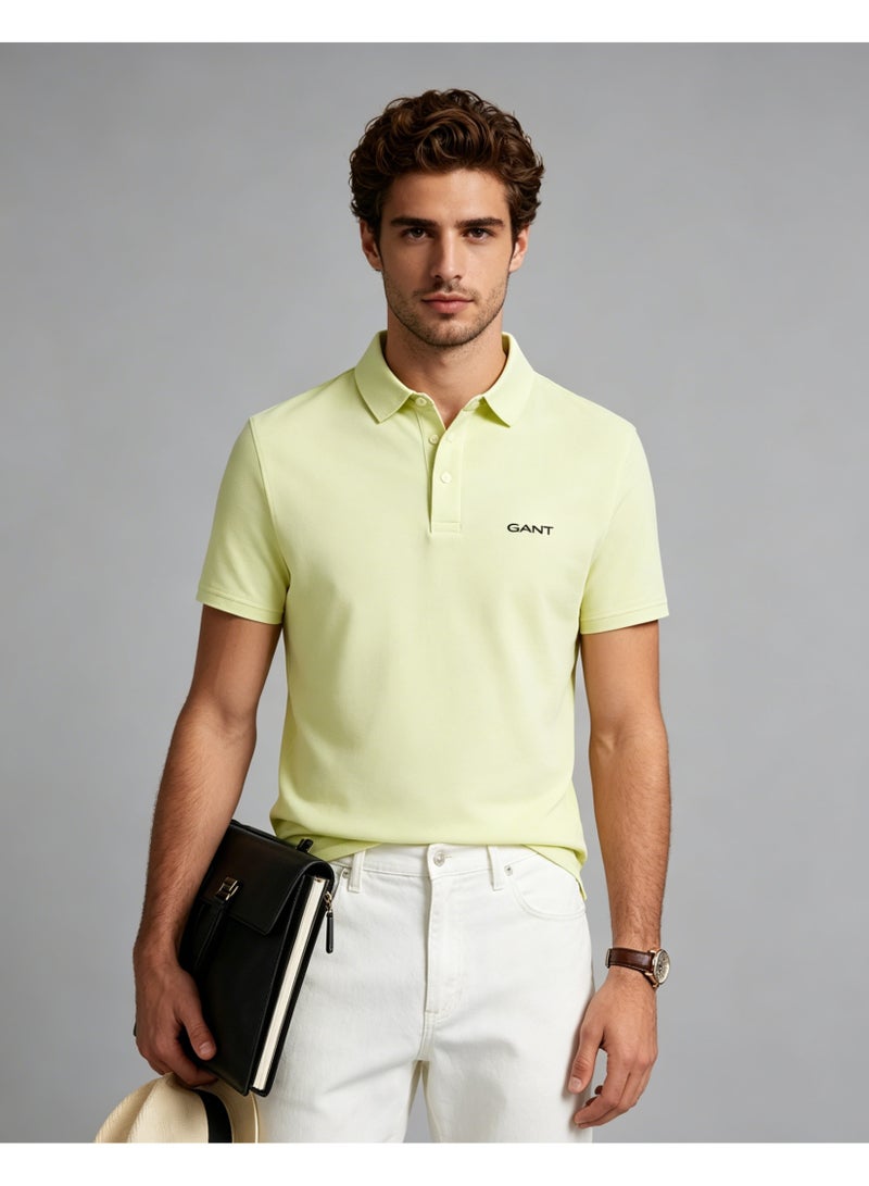 GANT Men Short Sleeve Soft Pastel Polo Shirt Weekend Leisure Pale Yellow - Image 5