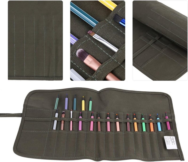 klarako Paint Brushes Holder, 30 Slots Canvas Roll Up Paint Brush Bag Roll Up Paint Brush Storage for Artist Acrylic Oil Draw Pen Brush Draw Pen Watercolor - Image 2