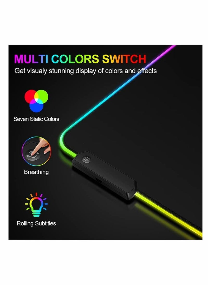 Excefore RGB Gaming Mouse Pad, Large Mousepad with 14 Lighting Modes 2 Brightness Levels, Big Mouse Mat LED Extended Mouse Pad Anti-Slip Waterproof, Computer Keyboard Mousepad Mat (31.5 x 11.8 Inch) - Image 5