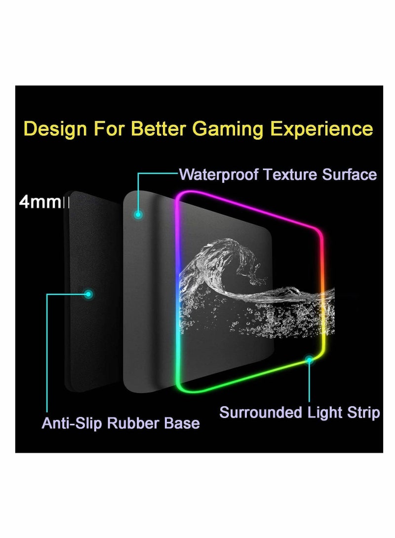 Excefore RGB Gaming Mouse Pad, Large Mousepad with 14 Lighting Modes 2 Brightness Levels, Big Mouse Mat LED Extended Mouse Pad Anti-Slip Waterproof, Computer Keyboard Mousepad Mat (31.5 x 11.8 Inch) - Image 4
