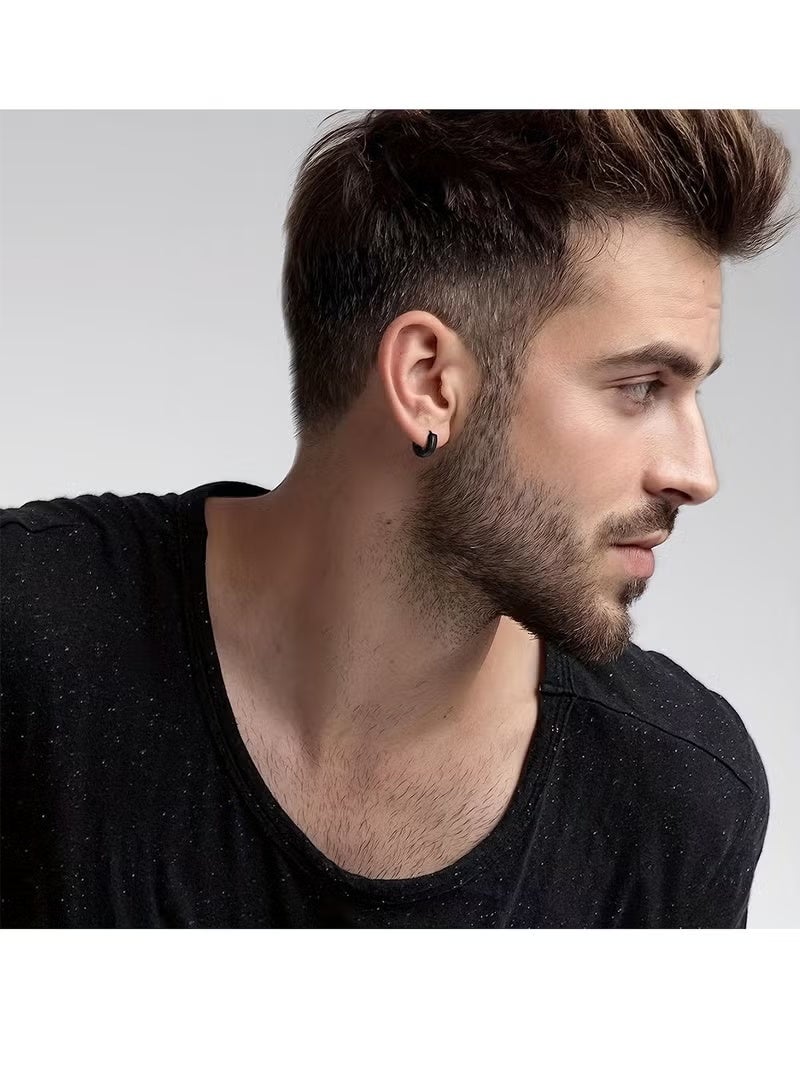 12 Pairs Stainless Steel Earrings Men Cubic Zirconia Fashion Black Earrings Set For Women Girls Stud Earrings - Image 3