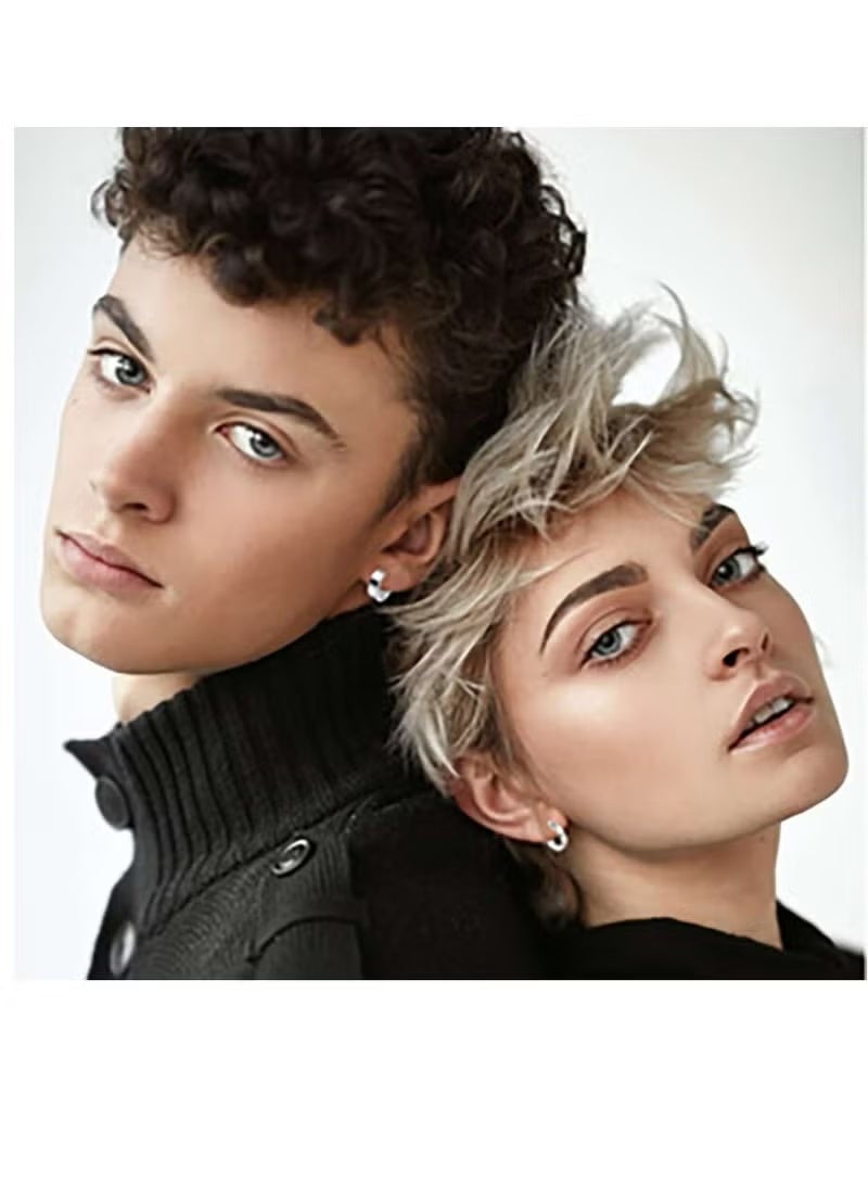 12 Pairs Stainless Steel Earrings Men Cubic Zirconia Fashion Black Earrings Set For Women Girls Stud Earrings - Image 4