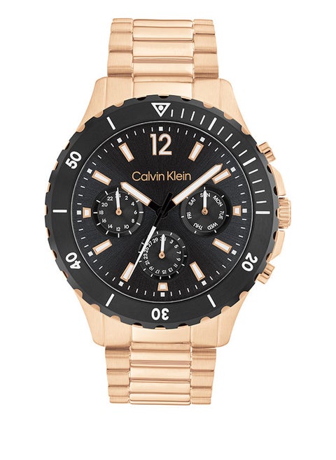 Men Analog Round Shape Stainless Steel Wrist Watch 44 mm