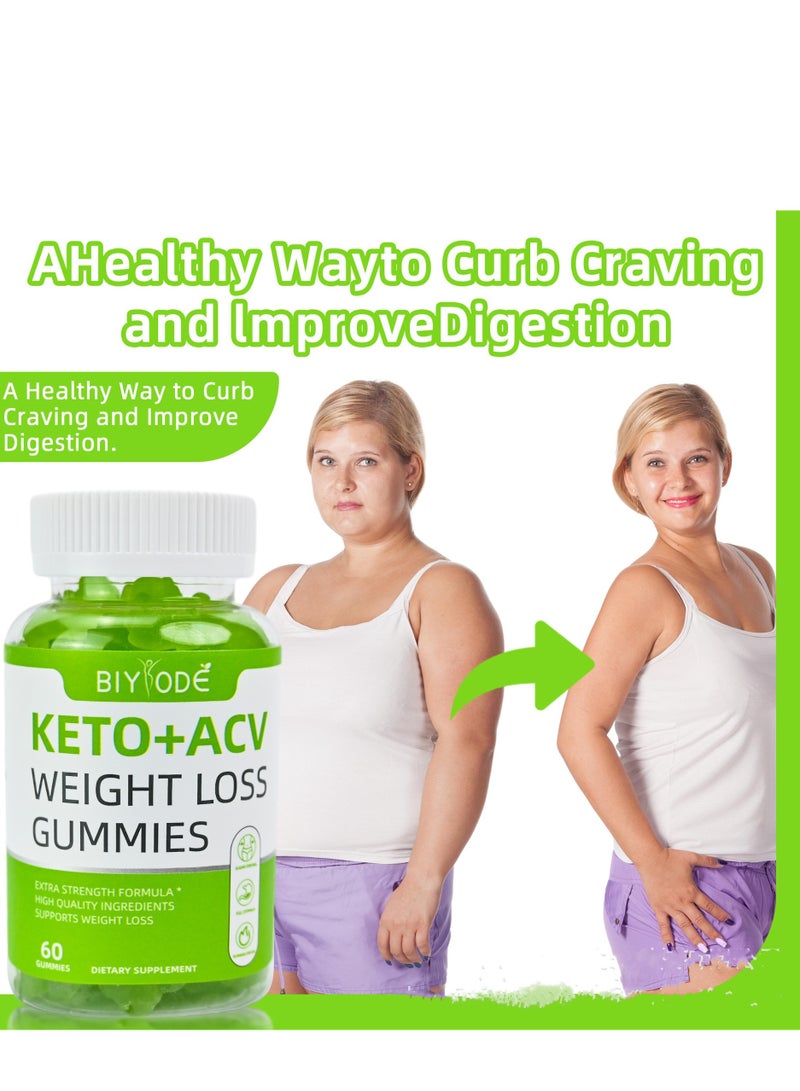 بيودي علكات فقدان الوزن Keto Acv Slimming Apple Gummy، تحسين التمثيل الغذائي، حرق الدهون، تثبيط الشهية، مكمل غذائي 60 علكة - Image 3