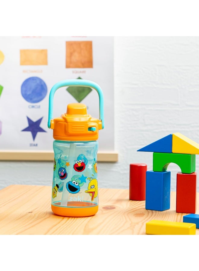 Zak Designs Sesame Street Beacon Kid Water Bottle for Travel or At Home, 12oz Plastic is Durable and Leak-Proof with Liquid Lock Spout, Cover, Carry Handle, Protective Base (Elmo & Friends) - Image 3