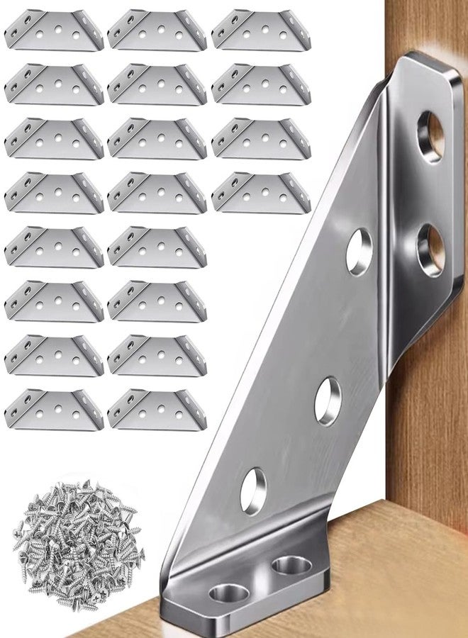 Serplex® 20Pcs Furniture Corner Connectors with 120Pcs Screws, Heavy Duty Stainless Steel Angle Corner Connectors Corner Brackets Metal Corner Braces for Wood Cabinets, Shelves, Furniture Assembly - Image 1