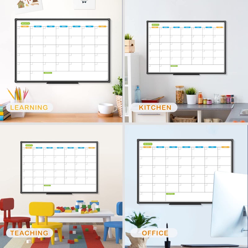 JILoffice Dry Erase Calendar Whiteboard - Magnetic White Board Calendar Monthly 36 X 24 Inch, Black Aluminum Frame Wall Mounted Board for Office Home and School - Image 4