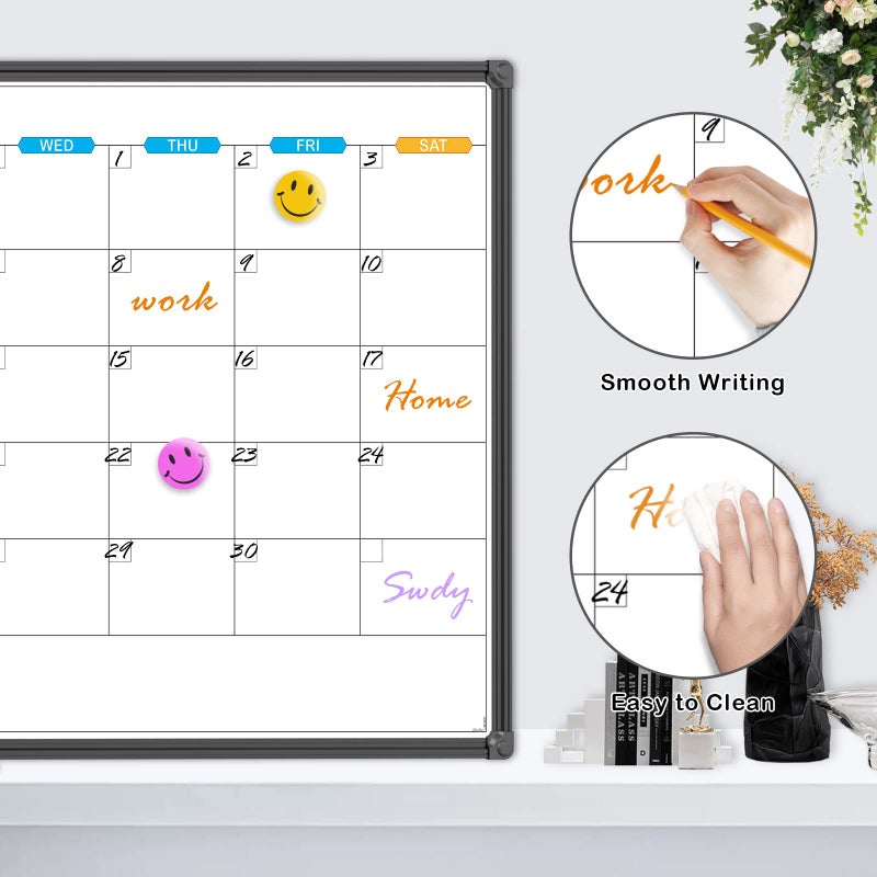 JILoffice Dry Erase Calendar Whiteboard - Magnetic White Board Calendar Monthly 36 X 24 Inch, Black Aluminum Frame Wall Mounted Board for Office Home and School - Image 5