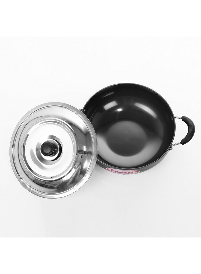 Sumeet 3mm Hard Anodised Deep Kadhai with S.S. Lid. No. - 11 20.5cm Dia. 1.5 Ltr Capacity (Black) - Image 3