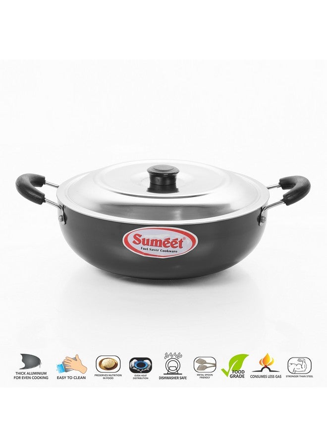 Sumeet 3mm Hard Anodised Deep Kadhai with S.S. Lid. No. - 11 20.5cm Dia. 1.5 Ltr Capacity (Black) - Image 2