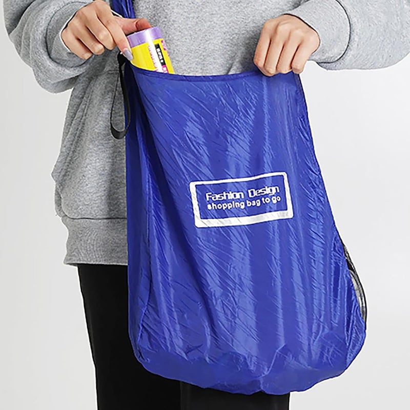 Portable Foldable Shopping Bag with Wheels, Reusable Waterproof Grocery Tote, Keychain Size Storage Bag, Travel Friendly Carry Solution, 40x33x10 cm, Set of 6 - Image 1
