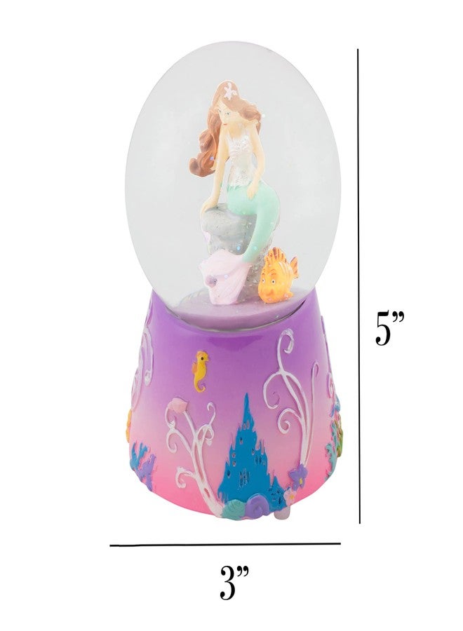 إيلانز ديزاينز تصميمات إيلانز: حورية البحر والسمكة على خلفية أرجوانية، كرة ثلجية مائية لامعة متينة بقطر 80 مم، تُعزف لحن "البحر الجميل"، تُوضع على الطاولة أو الخزانة أو المنضدة الجانبية. - Image 3