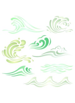 Waves Stencil - 8.5 x 8.5 inch (L) - Reusable Ocean Sea Wave Water Effect Wall Stencil Template - Use on Paper Projects Scrapbook Journal Walls Floors Fabric Furniture Glass Wood etc.
