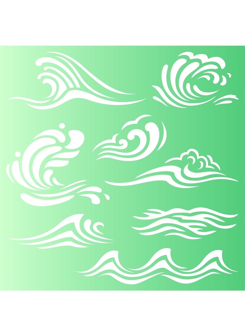 Usnyabni Waves Stencil - 8.5 x 8.5 inch (L) - Reusable Ocean Sea Wave Water Effect Wall Stencil Template - Use on Paper Projects Scrapbook Journal Walls Floors Fabric Furniture Glass Wood etc.  - Image 5