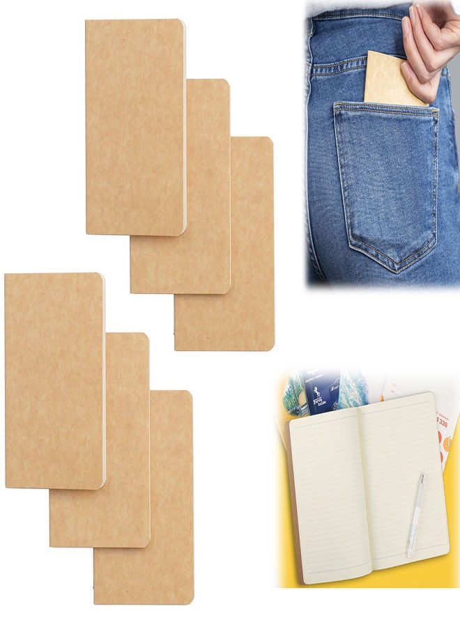 SYOSI Pocket Notebook 6 Pack Softcover Mini Notebooks 3.5" x 5.5" Kraft Brown Notebook Small Memo Notepad for Men Women Kids Traveler Author 30 Sheets60 Lined Pages College Student Homework Book - Image 1