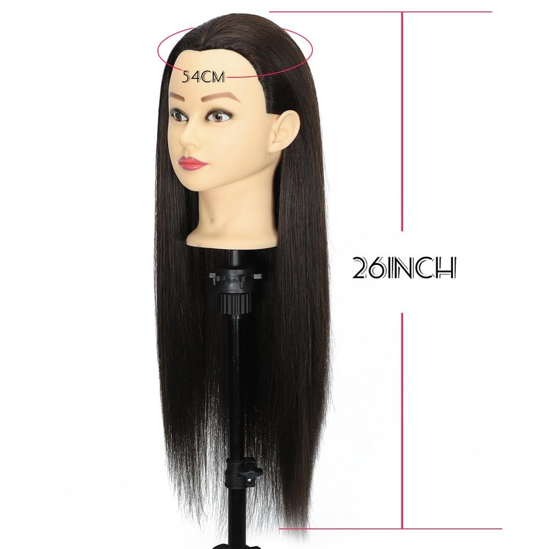 weiran Mannequin Head Human Hair for Professional Braiding and Cosmetology Training - Realistic Hairdresser Practice Doll with Strong Clamp - Image 2