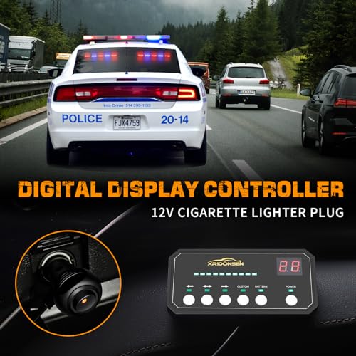 XRIDONSEN 2x 17 inch Emergency Dash Police Lights Red Blue Police Light Bar 40 LED Interior Front/Rear Windshield Strobe Lights Safety Flashing Warning Hazard w/Suction Cups for Vehicles Trucks Car - Image 4