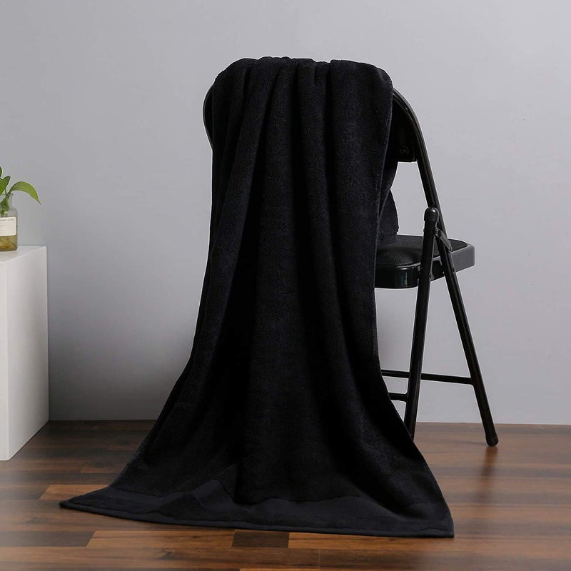Welfic Feather Touch Highly Quik Absorbent Super Soft Organic Cotton Bath Towel Black - Image 4