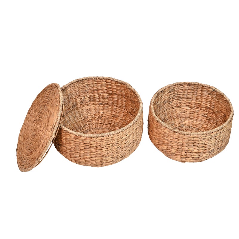 happimess SAT1000A Bhola 18" Hourglass Handwoven Hyacinth Storage Accent Table with Lid for Storage and Decoration in Bedroom, Living Room, Kitchen, Dining Room, Entryway, Guestroom, Natural - Image 5