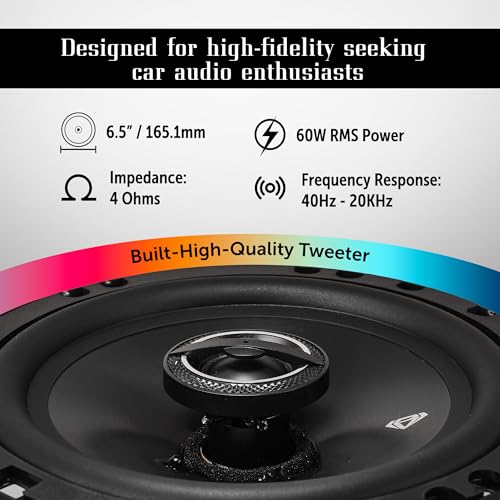 BLACK DIAMOND DIA-65.2 6.5" Car Coaxial Speakers 2 Way 120 Watts 4-Ohm Stereo Replacement Upgraded 6.5 Door Speakers - Removable Grill Included (Sold in Pairs) - Image 3