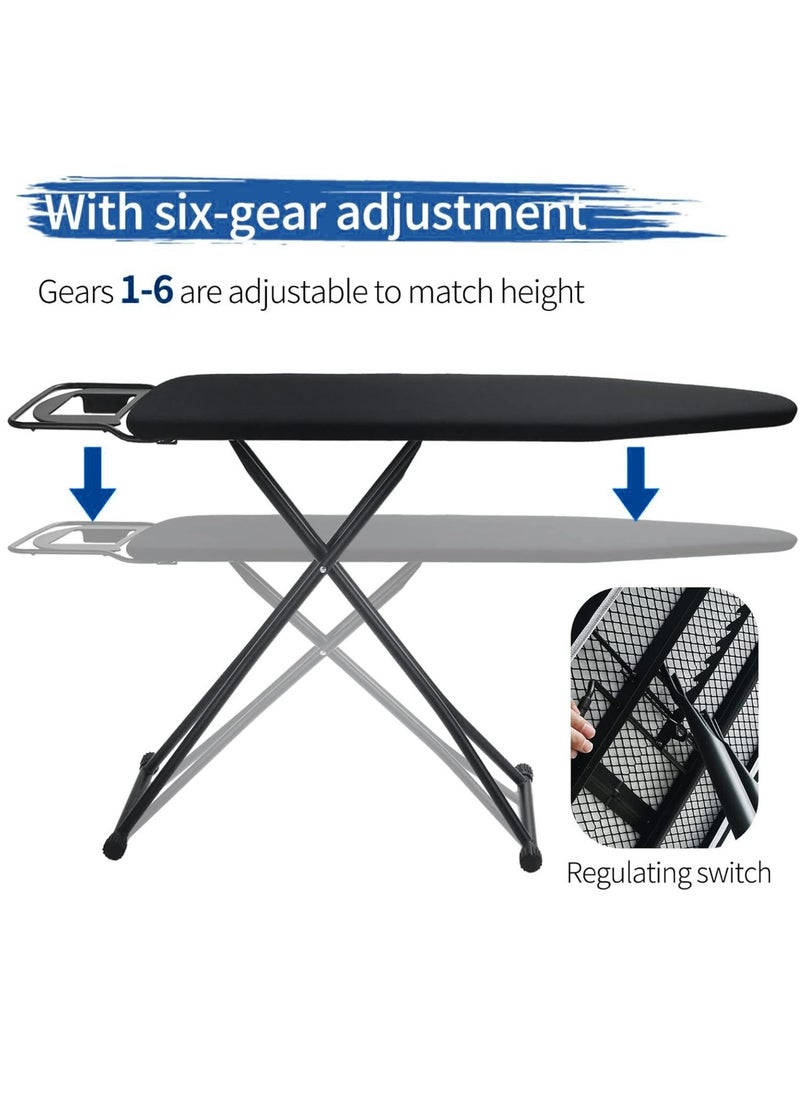 Generic - Ironing board with iron rest, adjustable height ironing table, foldable ironing stand, heat resistant cover iron board with steam iron rest, metal base non-slip legs black - Image 1
