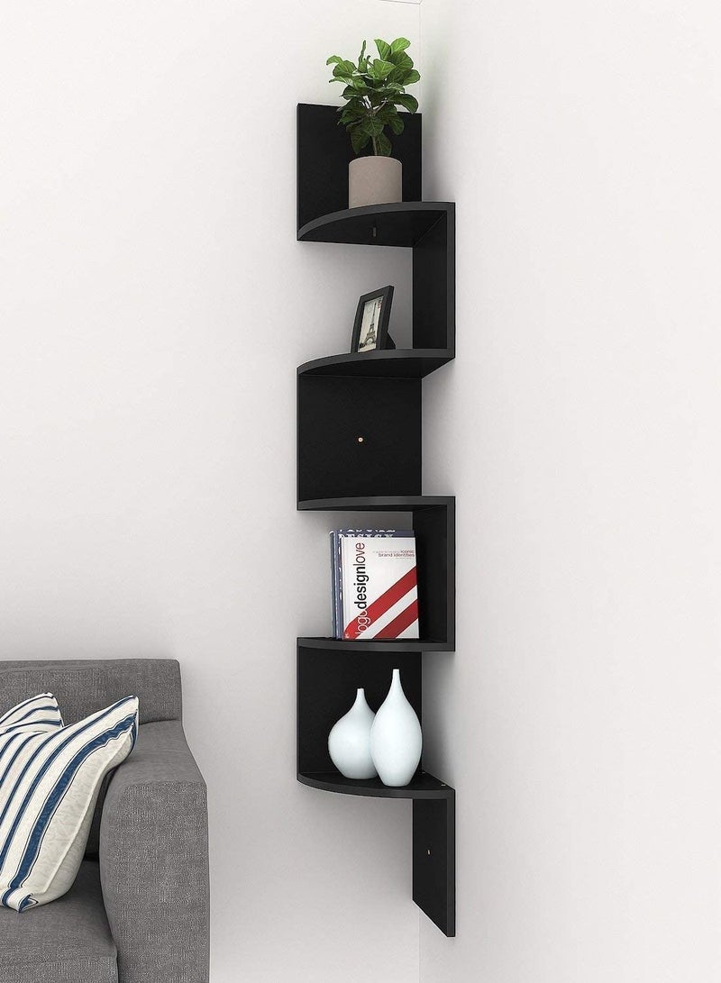 Home Gallery zig zag Shelves Corner 5 Tier natural wood - Image 1