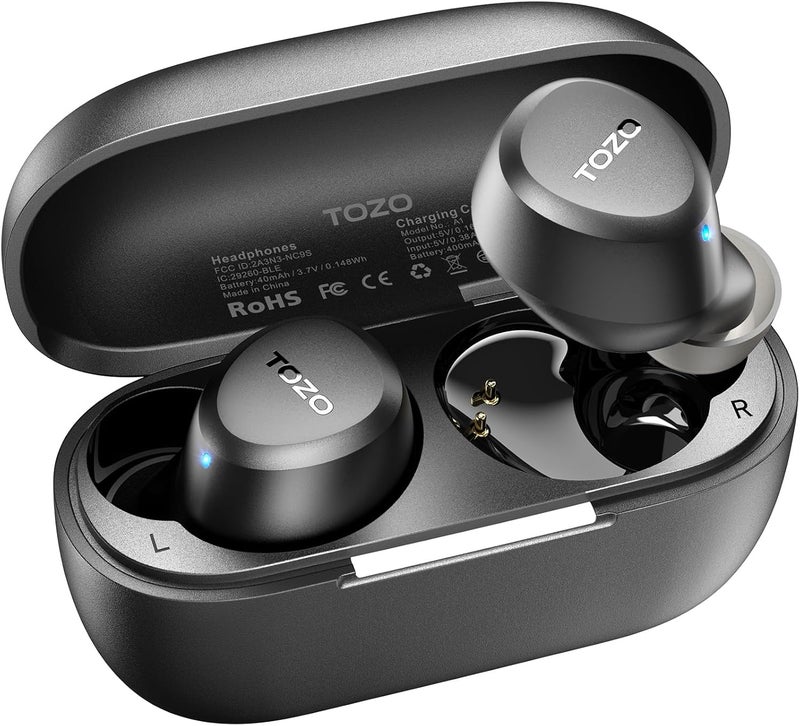 TOZO سماعات أذن لاسلكية A1 بلوتوث 5.3 خفيفة الوزن في الأذن مقاومة للماء IPX5 مع ميكروفونين للمكالمات الذكية، صوت غامر عالي الجودة مع سماعة شحن، 32 إعداد مخصص عبر التطبيق. - Image 1