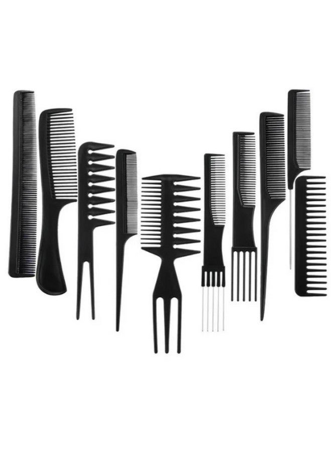 BANIRA Professional Hair Comb Set, 10 Piece Salon Styling Tools, Black - Image 1