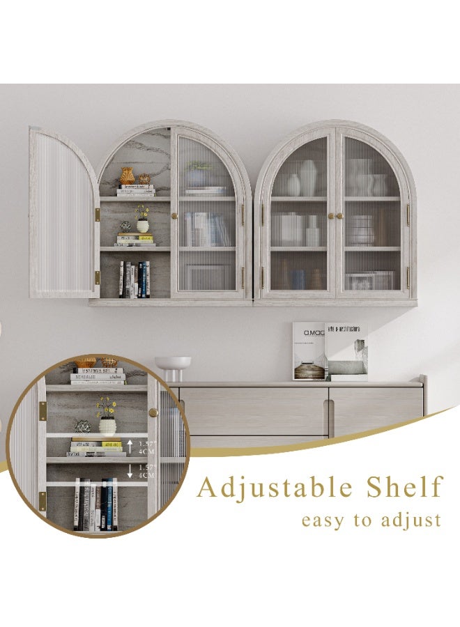 Chogori Modern 2-Door Arch Wall Cabinet Over Toilet, White Bathroom Storage Organizer with 2 Adjustable Shelves, Space-Saving Mounted Cabinet for Towels, Cosmetics & Medicine - Image 4