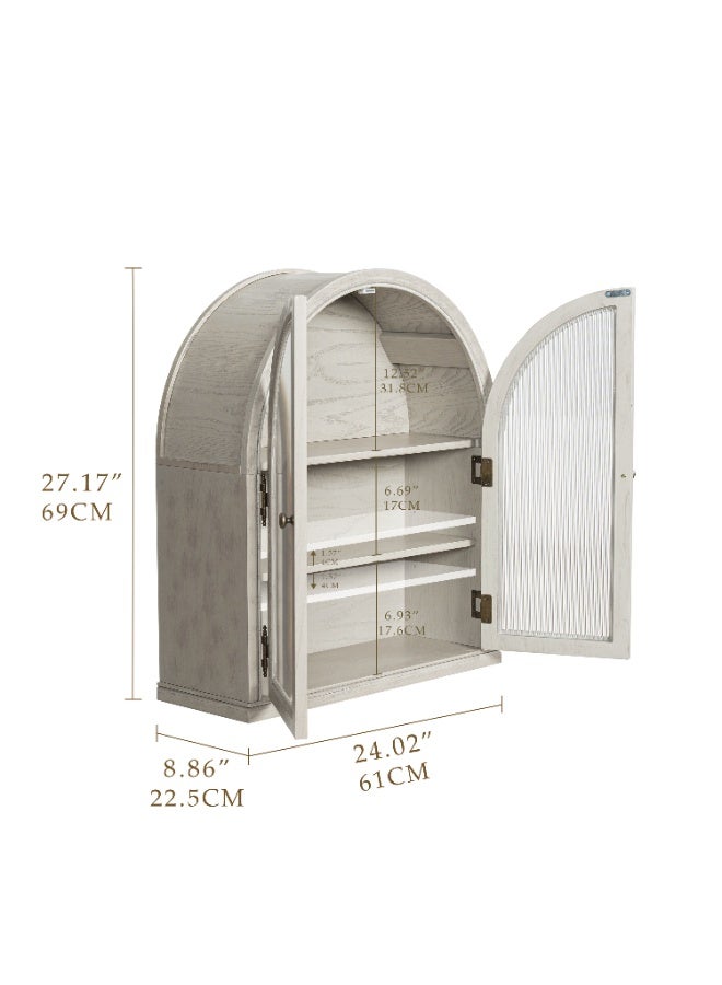 Chogori Modern 2-Door Arch Wall Cabinet Over Toilet, White Bathroom Storage Organizer with 2 Adjustable Shelves, Space-Saving Mounted Cabinet for Towels, Cosmetics & Medicine - Image 2
