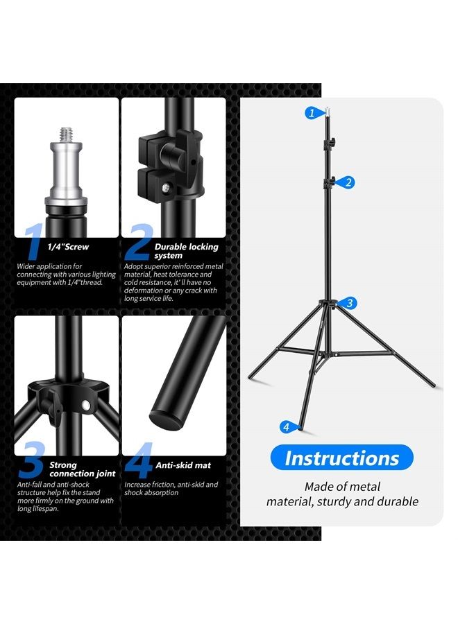 Neewer Collapsible Metal Photography Light Stand with Inner Spring Cushion, 1/4" Screw, and Carrying Bag for Lights, Reflectors, Softboxes, Backgrounds – 6.2ft/1.9m, Black 