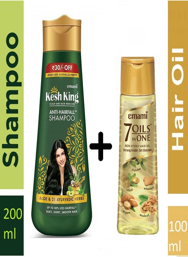 Kesh King Shampoo Scalp and Hair Medicine Anti Hairfall Ayurvedic 200ml Plus 7 In 1 Hair Oil 100ml  - Image 1
