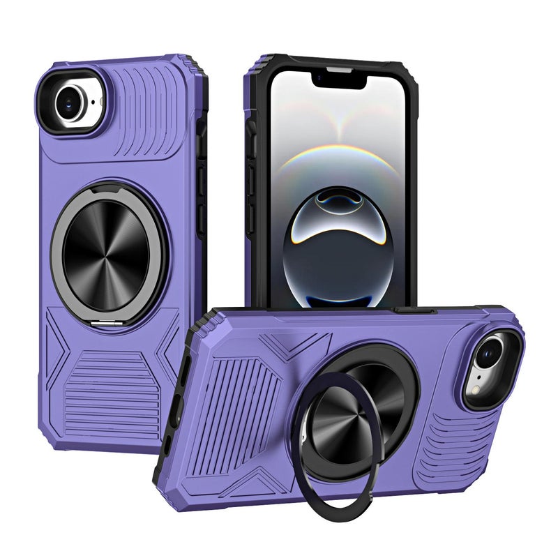 erorex For iPhone 16e Alloy Rotating Holder MagSafe Shockproof Phone Case(Violet) - Image 1